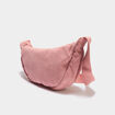 Sac banane effet velours c&ocirc;tel&eacute; vieux rose femme