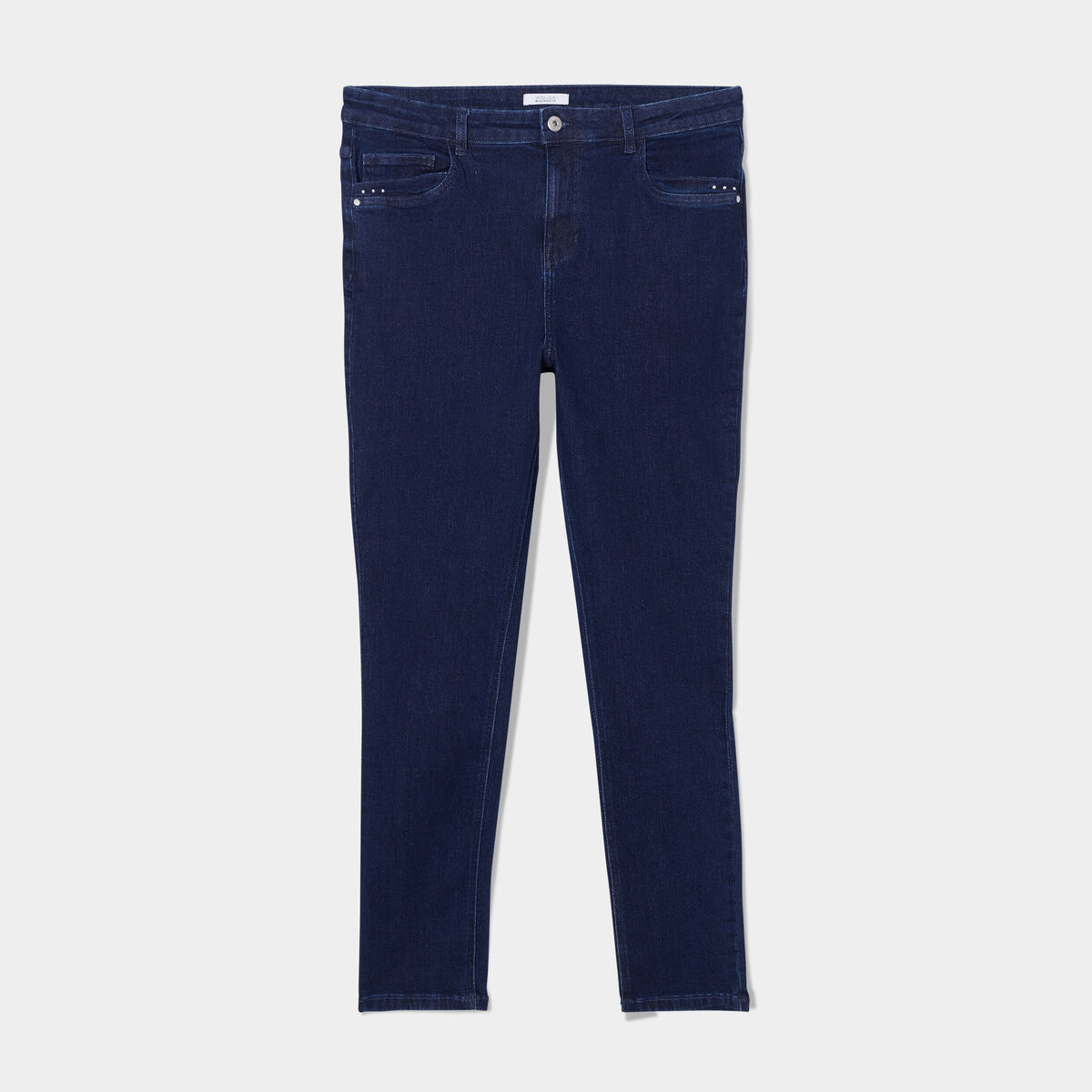 Jeans skinny 7/8ème à strass denim brut femme grande taille