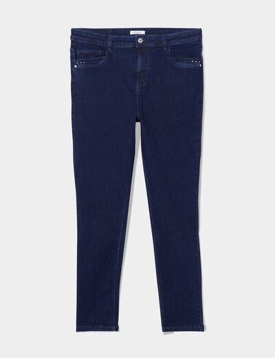 Jeans skinny 7/8ème à strass denim brut femme grande taille