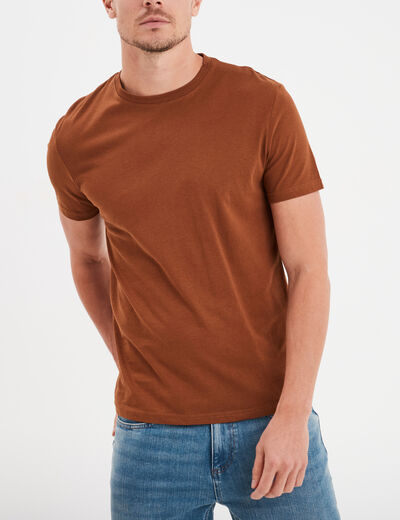 T-shirt en coton manches courtes marron homme