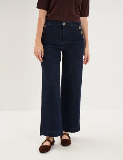 Jean large &agrave; pont denim brut femme