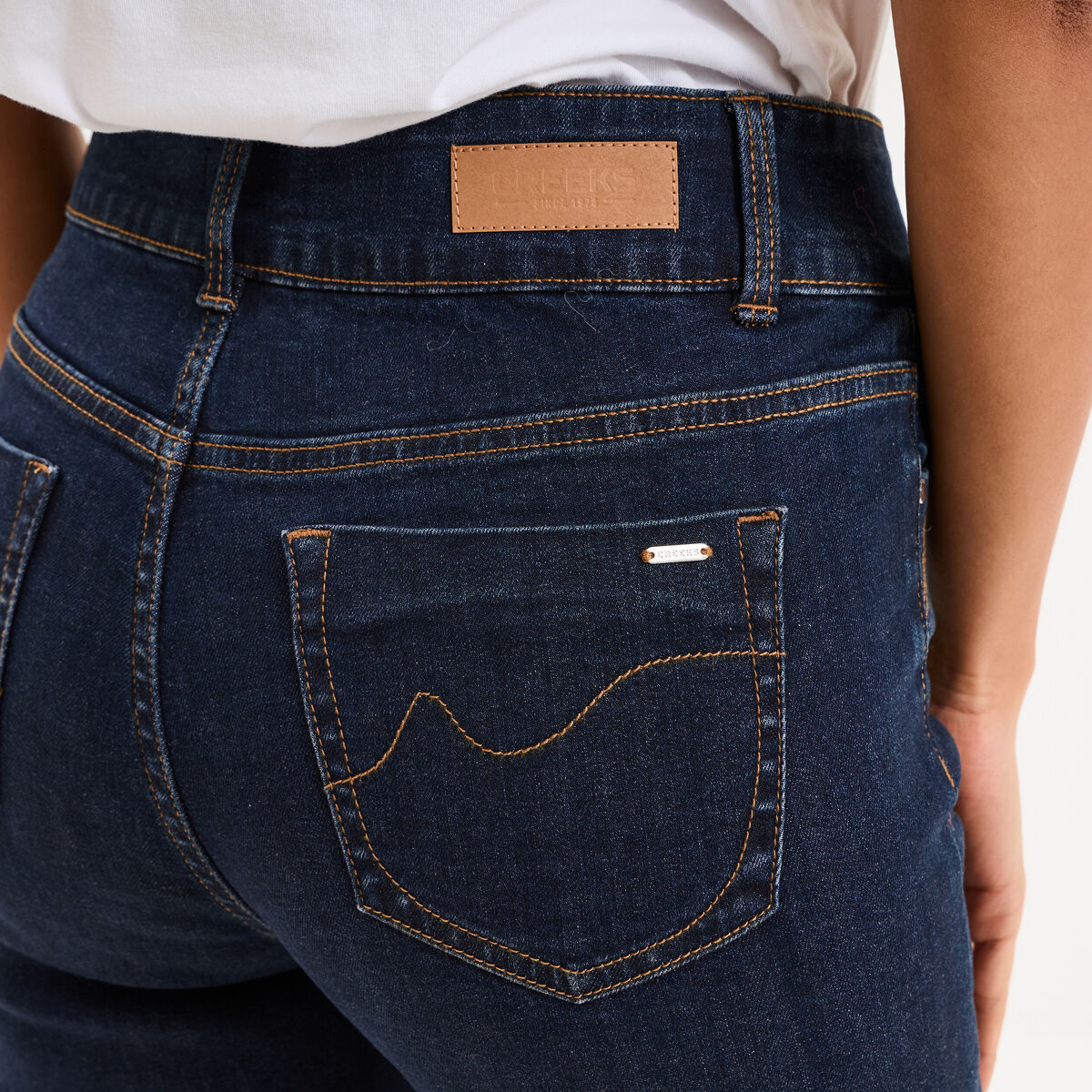 Jean denim droit en coton denim brut femme