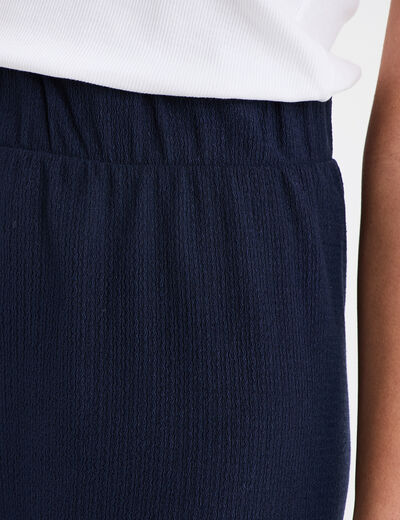 Pantalon fluide large bleu marine femme
