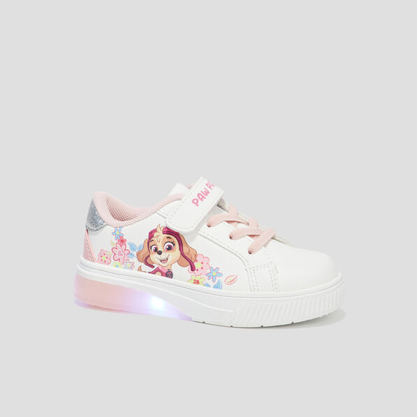 Tennis basses à scratchs Pat Patrouille blanc fille