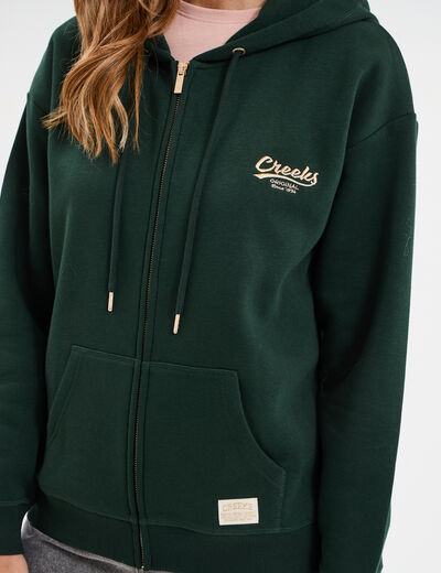 Sweat zippé à capuche Creeks Original vert foncé femme