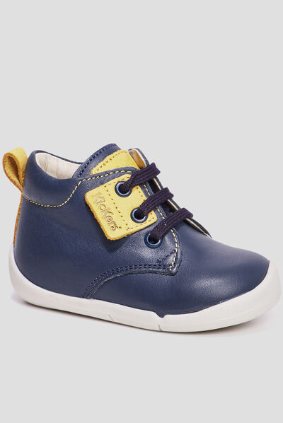 Bottillons en cuir Wazzap bleu marine bébé garçon