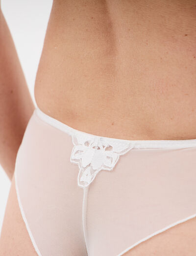 Tanga en dentelle blanc femme