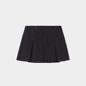 Jupe-short courte droite plissée noir femme