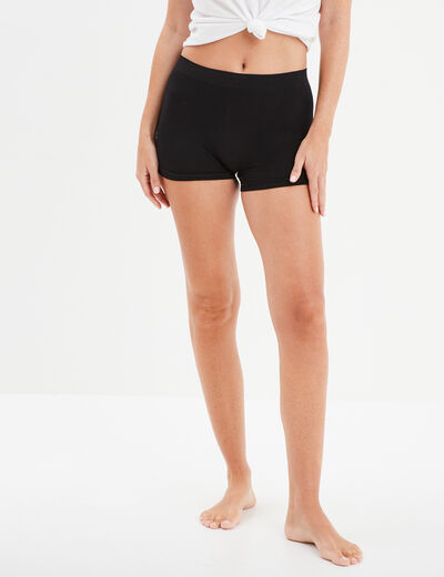 Short cycliste taille élastiquée noir femme