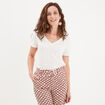 T-shirt col en V manches courtes blanc femme
