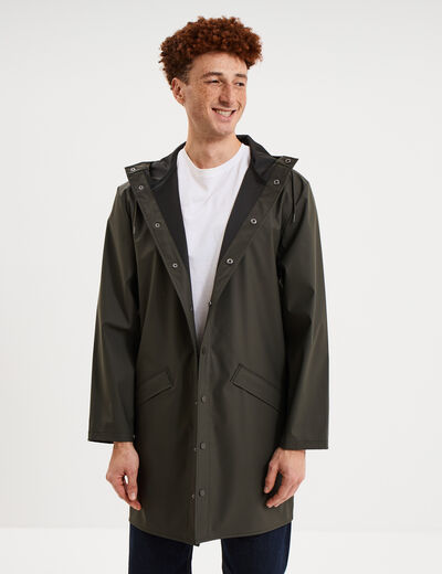 Parka imperm&eacute;able coupe-vent &agrave; capuche vert kaki homme