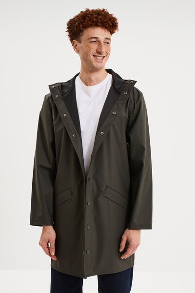 Parka imperm&eacute;able coupe-vent &agrave; capuche vert kaki homme