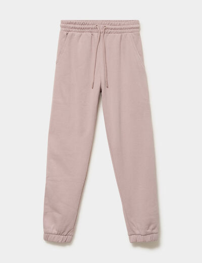 Pantalon de jogging molletonn&eacute; marron clair femme