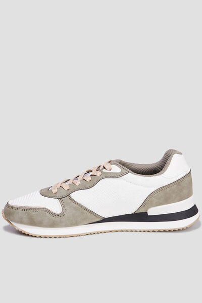 Baskets bi-matière à lacets Creeks vert kaki femme