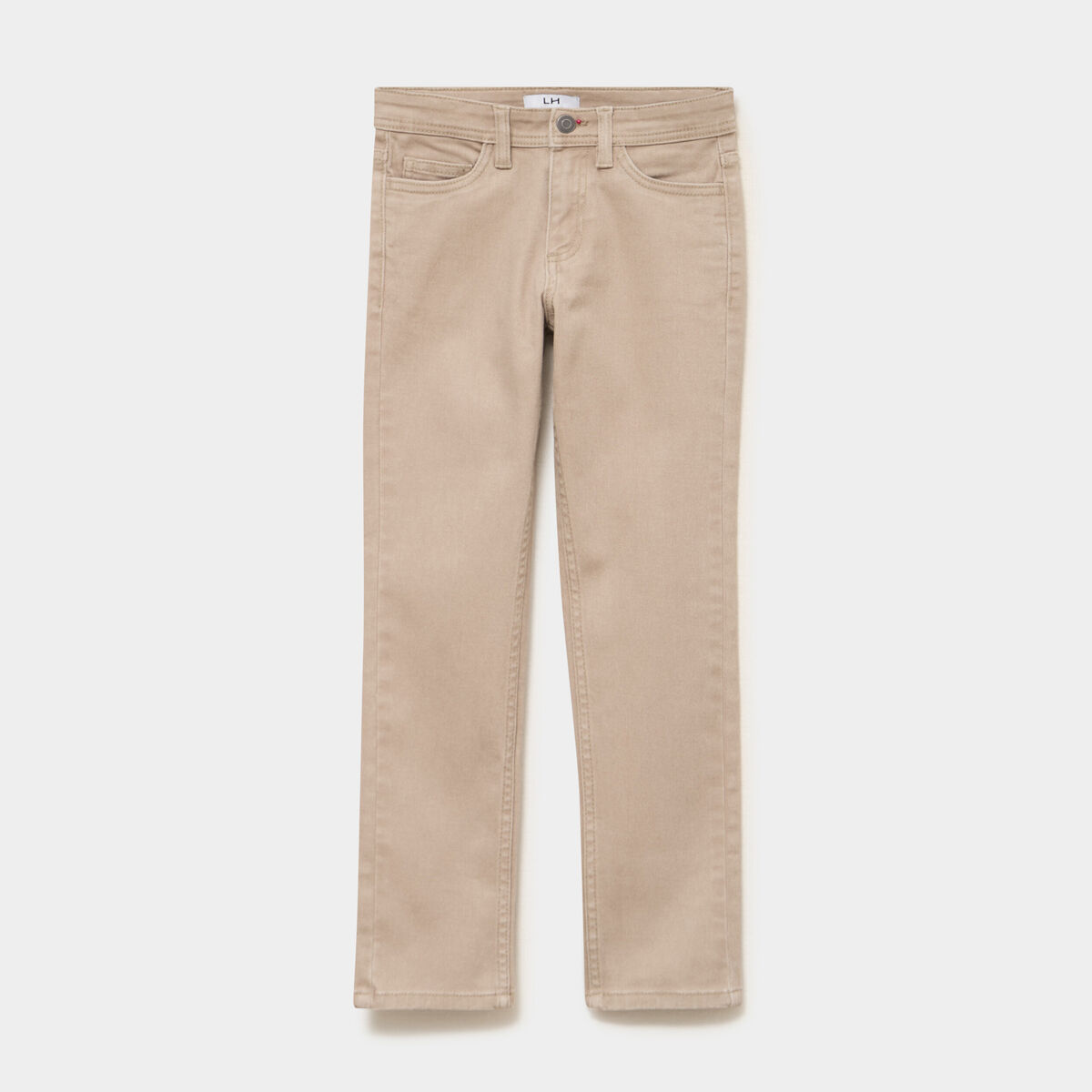 Pantalon slim coton majoritaire taupe gar&ccedil;on