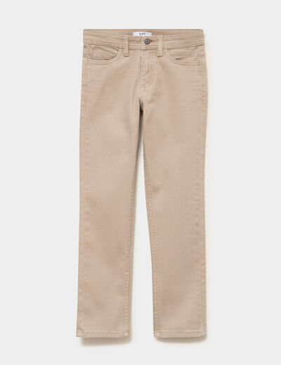 Pantalon slim coton majoritaire taupe gar&ccedil;on