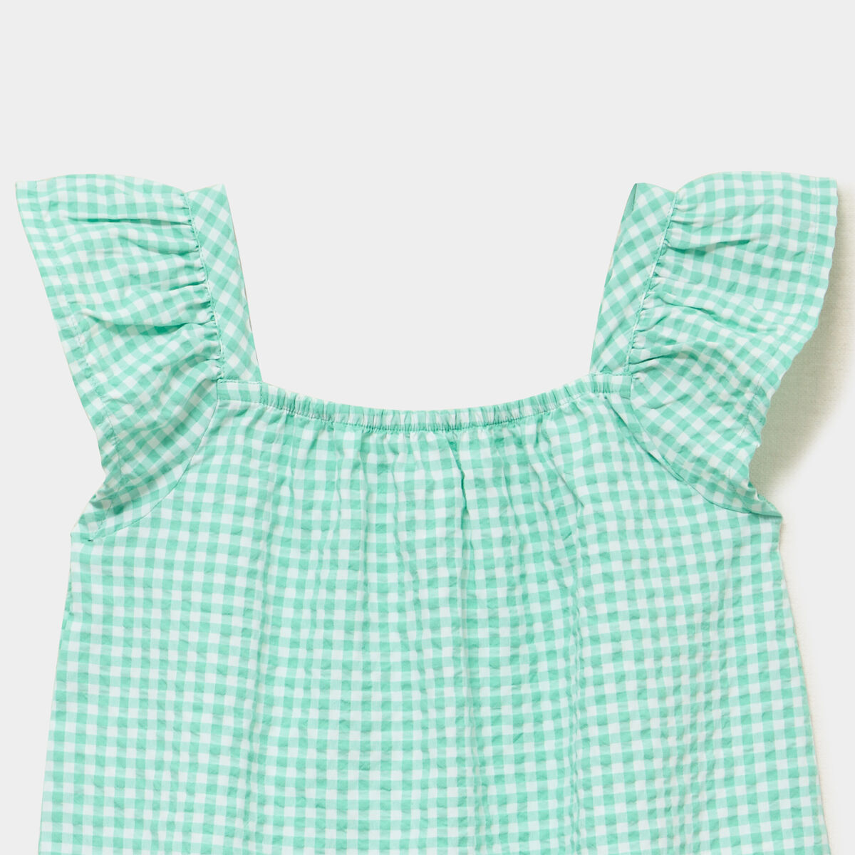 Blouse droite manches volants vert fille