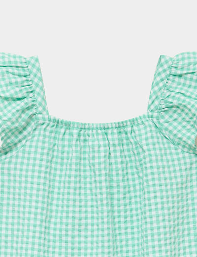 Blouse droite manches volants vert fille