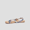 Sandales en cuir semelle plate bleu femme