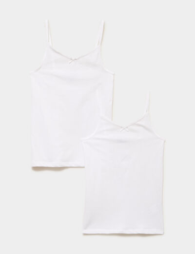Lot 2 d&eacute;bardeurs coton blanc fille