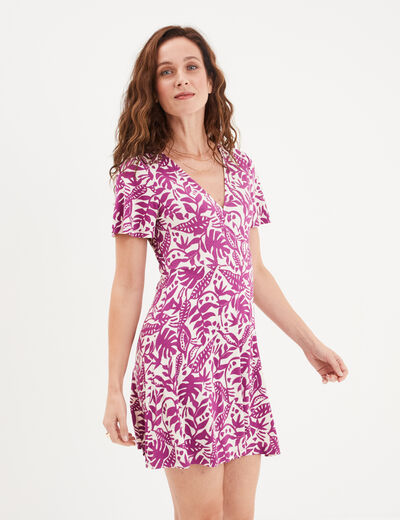 Robe patineuse manches courtes violet femme
