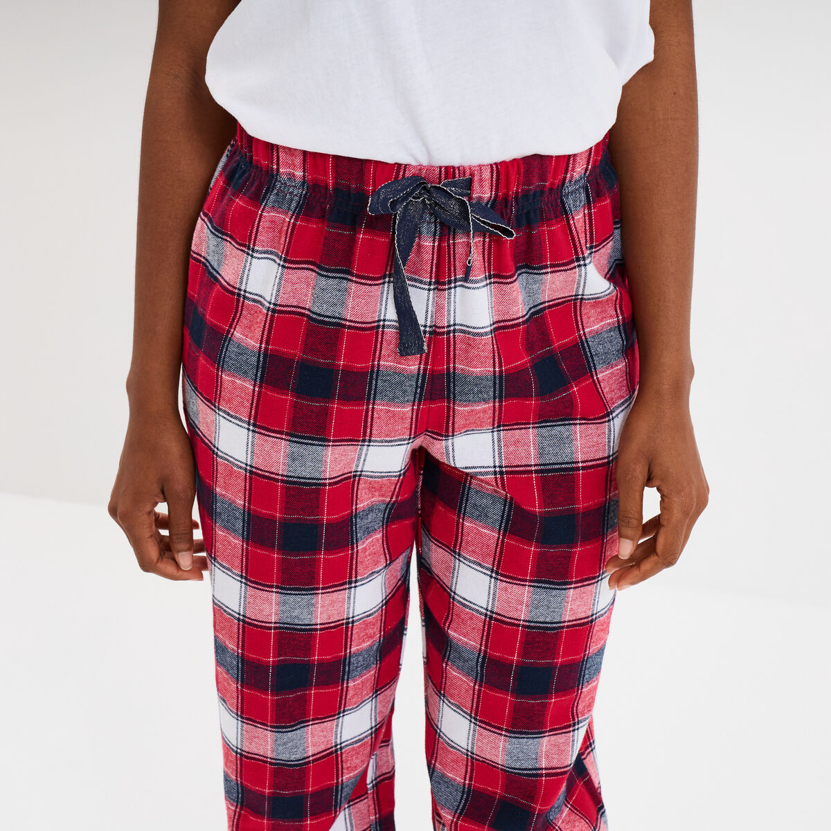 Pantalon de pyjama en coton ajusable rouge femme