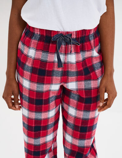 Pantalon de pyjama en coton ajusable rouge femme