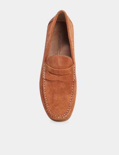 Mocassins en cuir daim marron clair homme