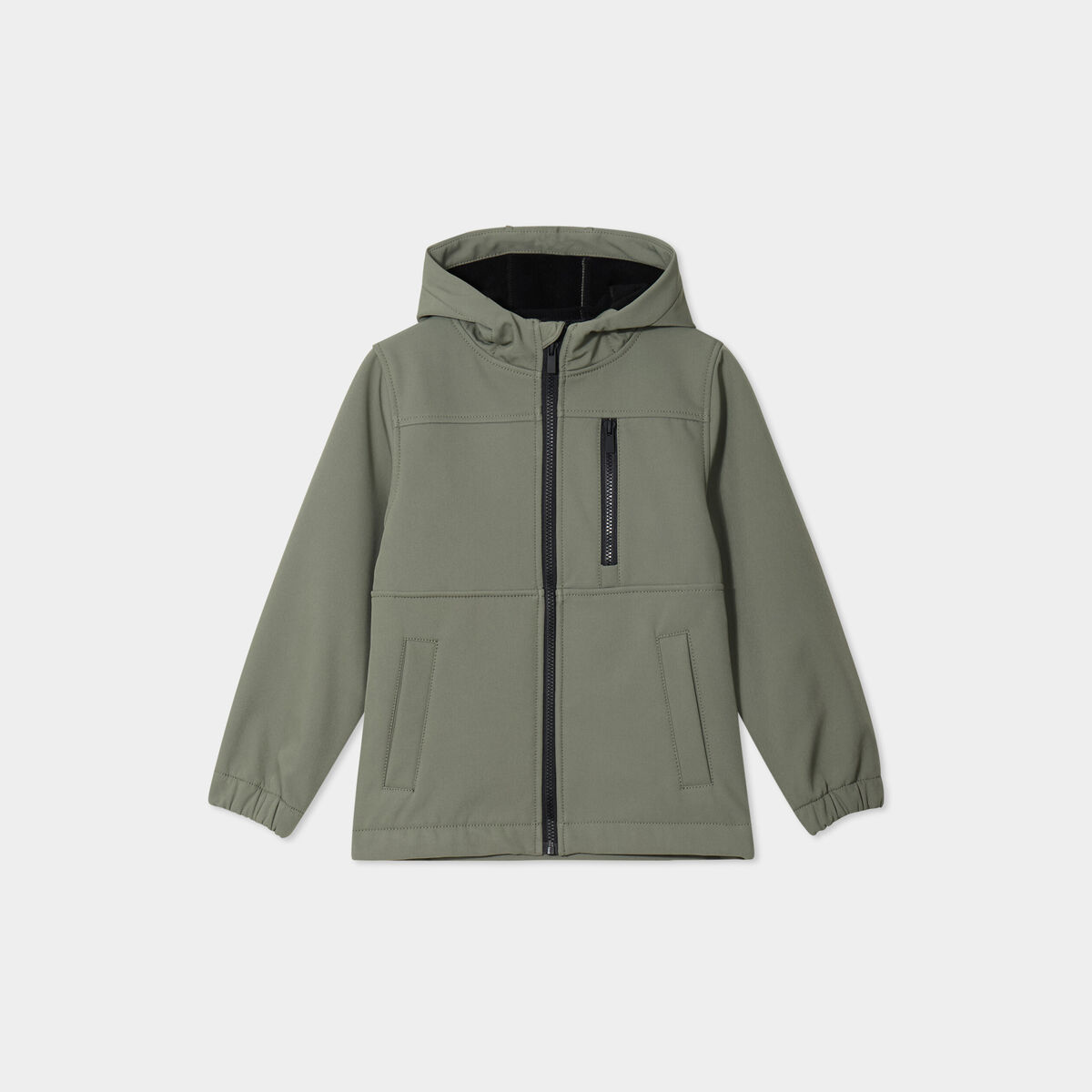 Parka zipp&eacute;e &agrave; capuche vert kaki gar&ccedil;on