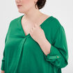 Blouse satin col V manches 3/4 vert menthe femme grande taille