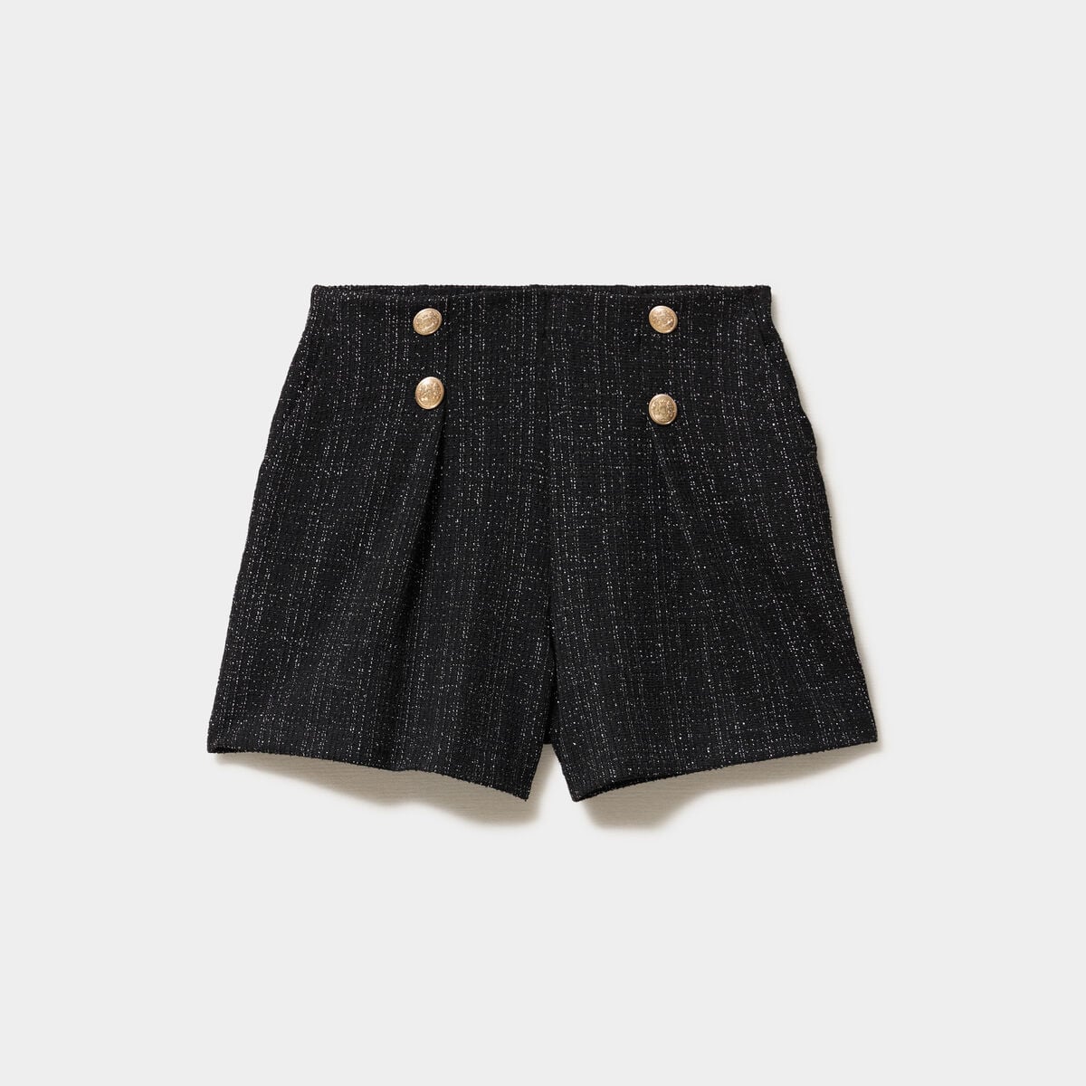 Short en tweed ajust&eacute;e &agrave; pont noir femme