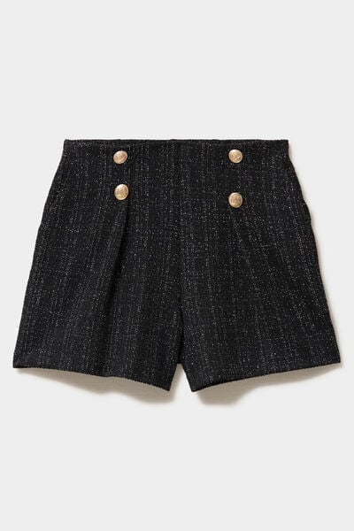 Short en tweed ajust&eacute;e &agrave; pont noir femme