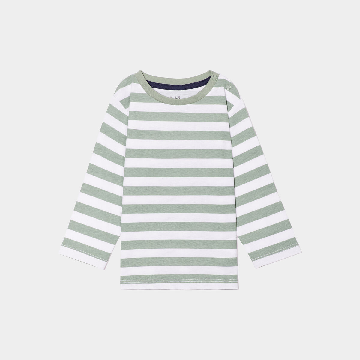 T-shirt col rond manches longues coton vert kaki bébé garçon