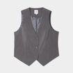 Gilet Barman sans manches ajust&eacute; gris fonc&eacute; femme