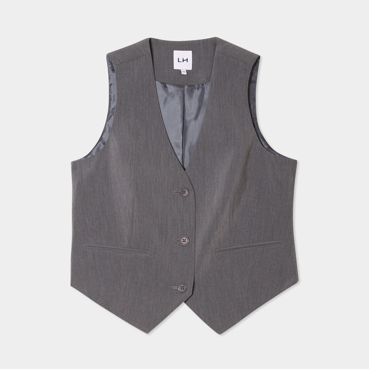 Gilet Barman sans manches ajust&eacute; gris fonc&eacute; femme