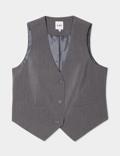 Gilet Barman sans manches ajusté gris foncé femme