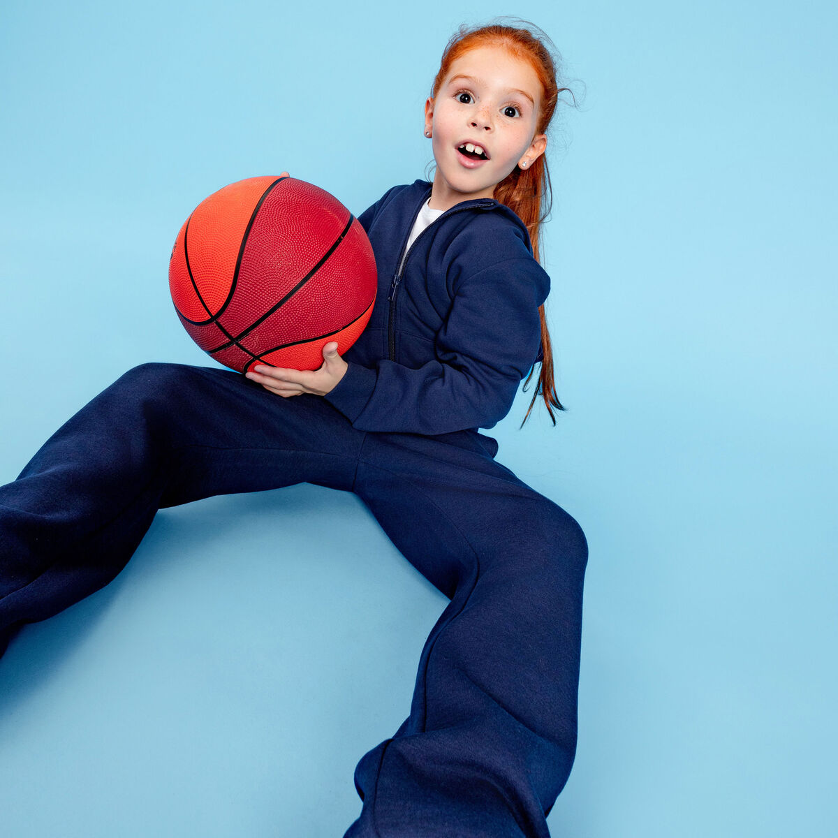 Pantalon de jogging droit bleu marine fille