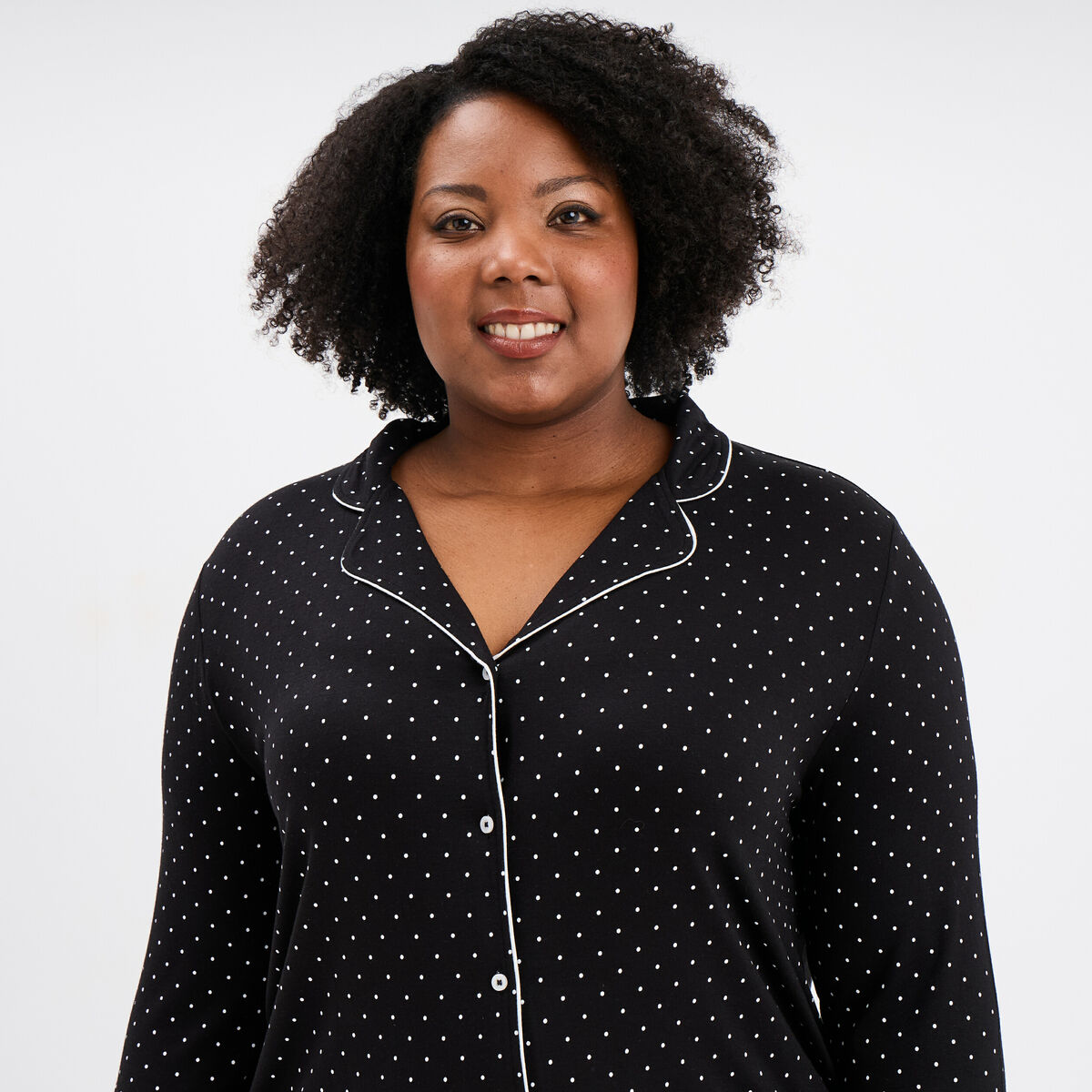 Ensemble pyjama chemise et pantalon noir femme grande taille