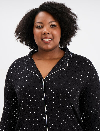 Ensemble pyjama chemise et pantalon noir femme grande taille