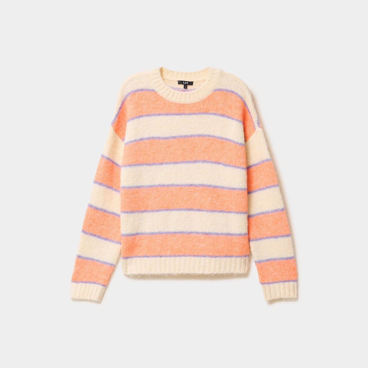 Pull col rond manches longues ecru femme