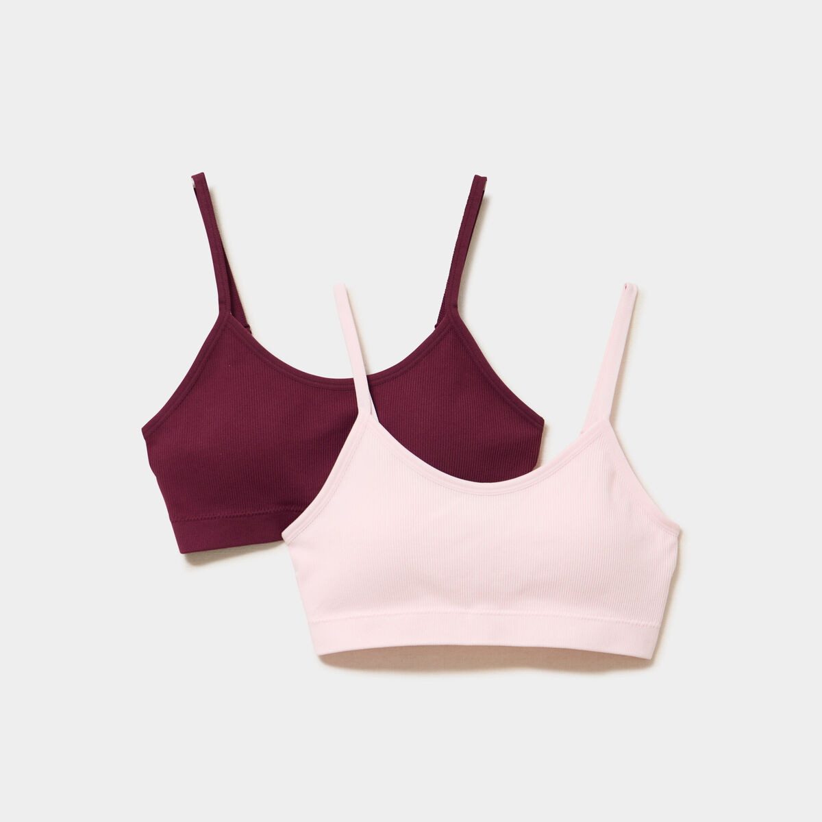 Lot 2 brassi&egrave;res padd&eacute;es sans couture prune femme