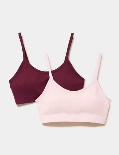 Lot 2 brassi&egrave;res padd&eacute;es sans couture prune femme