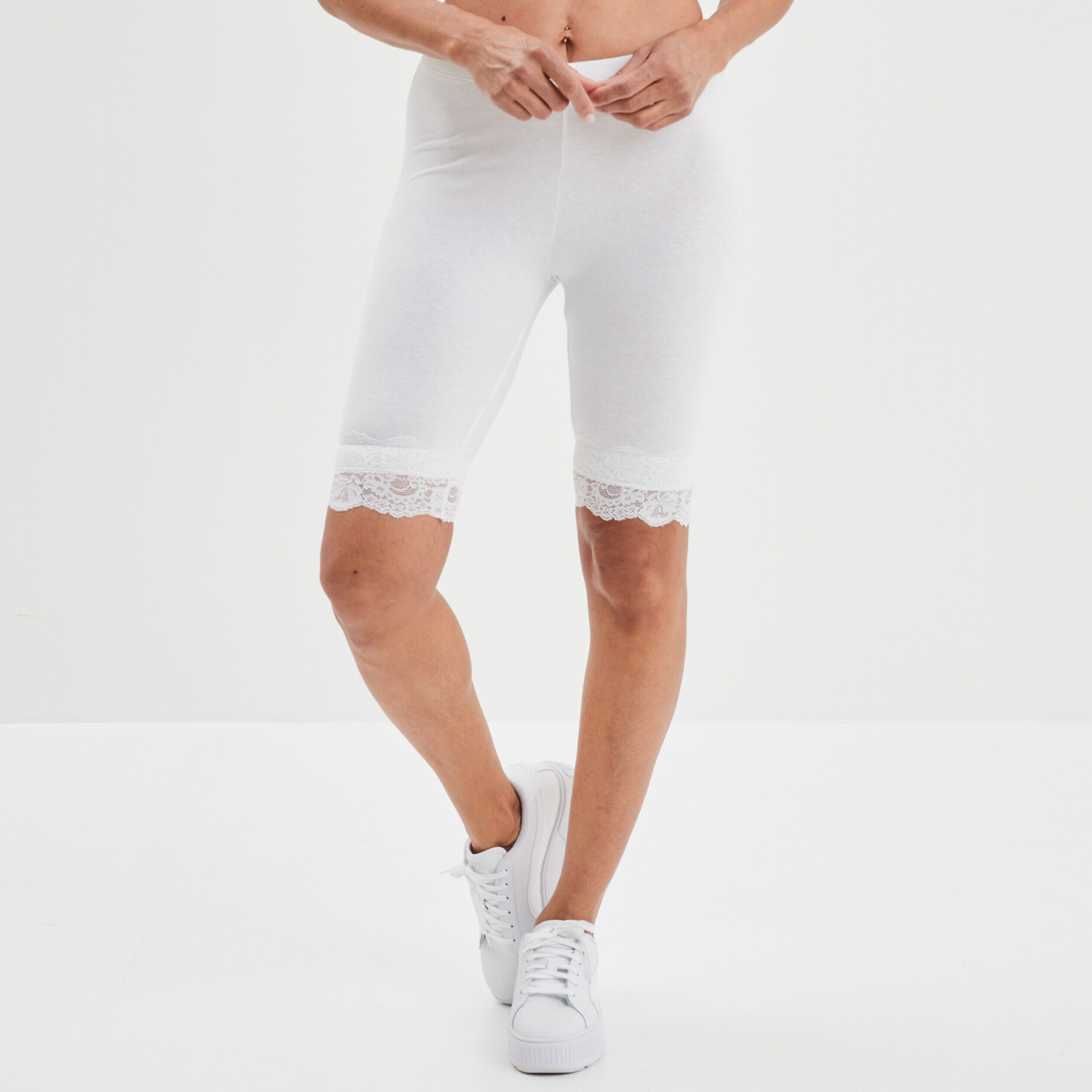 Legging corsaire à dentelle blanc femme LH