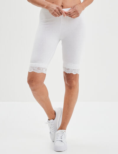 Legging corsaire à dentelle blanc femme