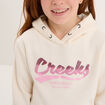 Sweat &agrave; capuche hoodie &agrave; logo creme fille