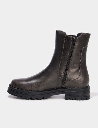 Boots chelsea crant&eacute;es noir femme
