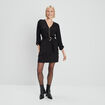 Robe trap&egrave;ze ceintur&eacute;e noir femme