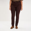 Pantalon droit taille haute extensible marron fonc&eacute; femme grande taille
