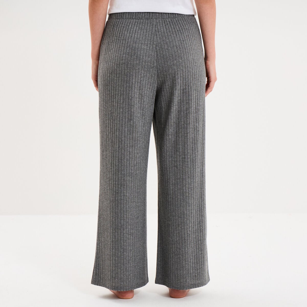 Bas de pyjama large c&ocirc;tel&eacute; long gris fonc&eacute; femme