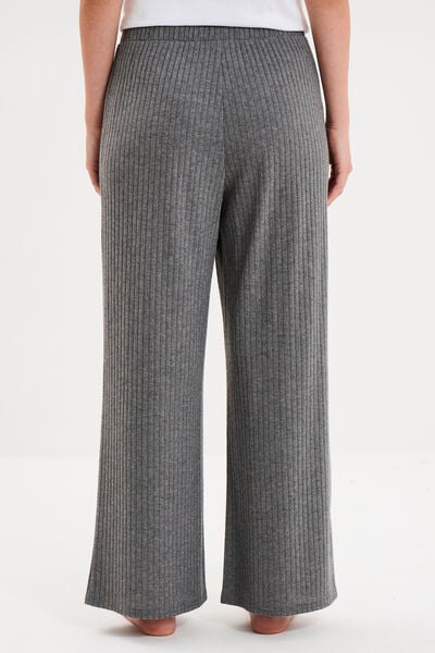 Bas de pyjama large c&ocirc;tel&eacute; long gris fonc&eacute; femme